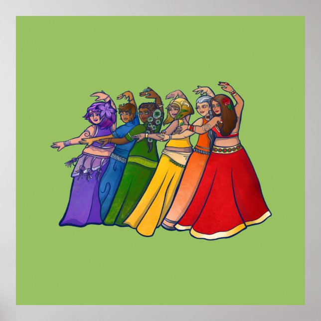 Affiche Rainbow Belly Dancer Art Belly Dance (Devant)
