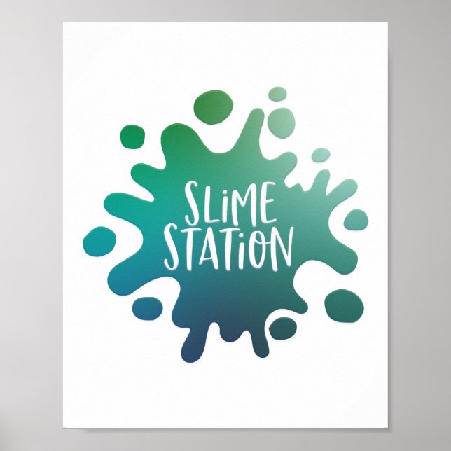 Affiche Rainbow blue, green slime station party (Devant)