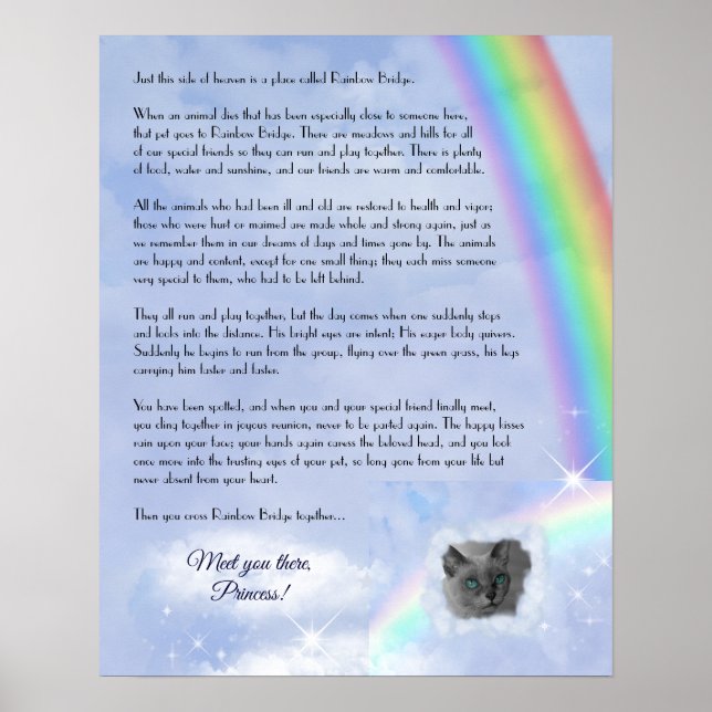 Affiche Rainbow Bridge Pet Perte (personnalisable) (Devant)