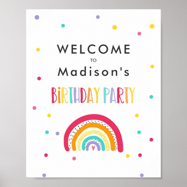 Affiche Rainbow Bright Birday Party (Devant)
