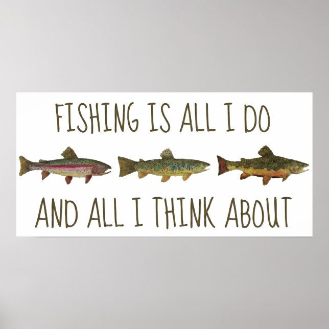 Affiche Rainbow Brown Brook Trout Fishing Quote (Devant)