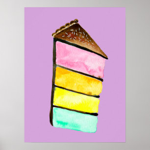 Affiche Rainbow cake yacolor aquarelle art mignon