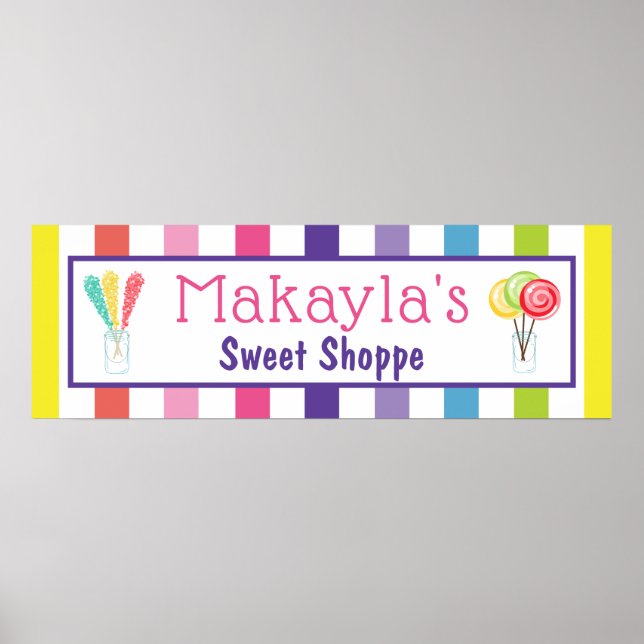 Affiche Rainbow Candy Sweet Shoppe Nom personnalisé Annive (Devant)
