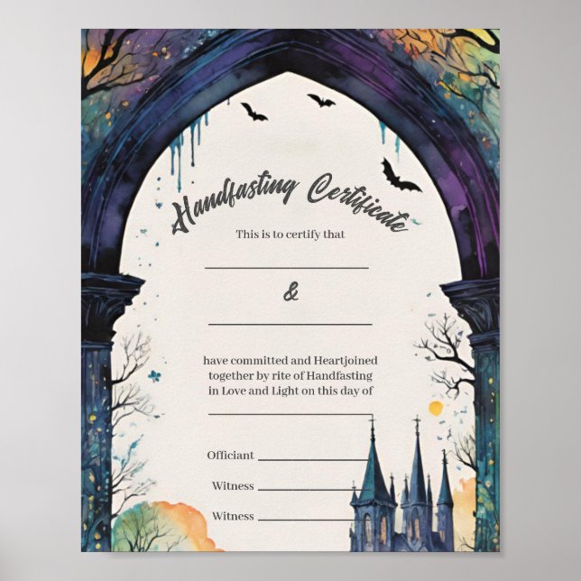Affiche Rainbow Castle Garden Path Handfasting Certificate (Devant)