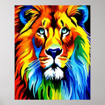 Rainbow Cat, Rainbow Lion illustration Art