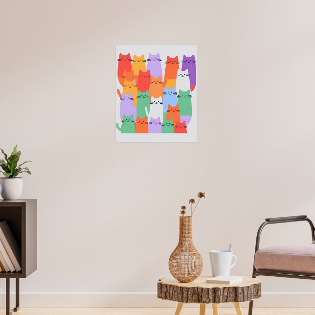 Affiche Rainbow Cats Minimalist Wall Art - Joli dessin (Salon 3)