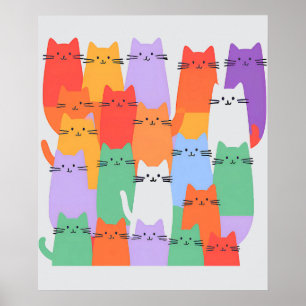 Affiche Rainbow Cats Minimalist Wall Art - Joli dessin