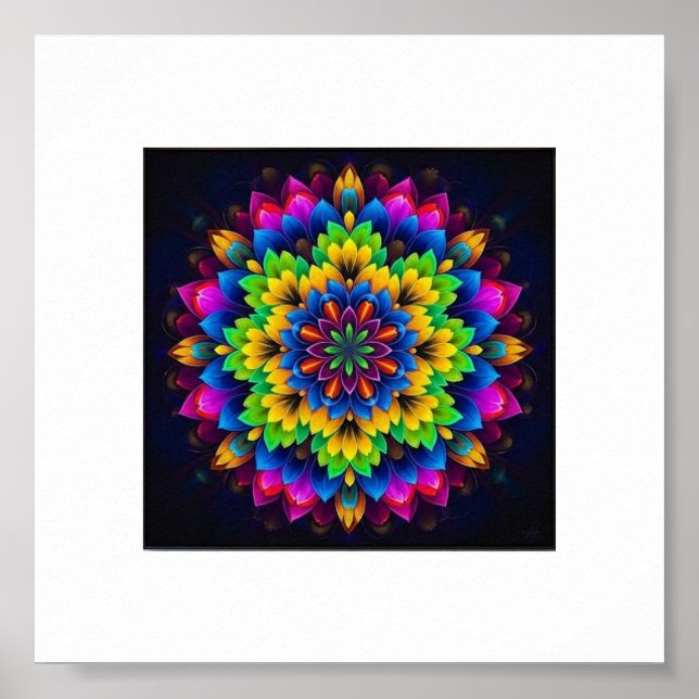 Affiche "Rainbow Chakra Mandala - Sacred Geometry Art" (Devant)