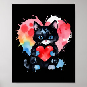 Affiche Rainbow Cute Chat Accrocher Valentine Coeur Kitty