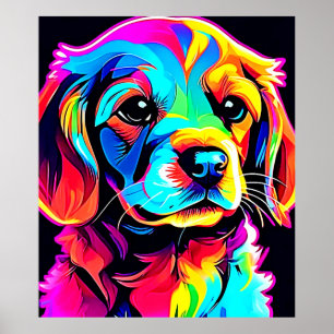 Affiche Rainbow Dog Portrait Art