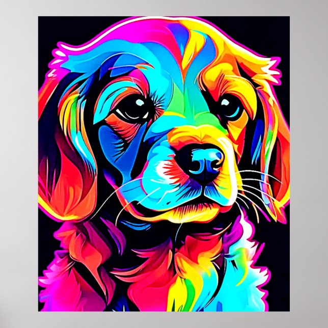 Affiche Rainbow Dog Portrait Art (Devant)