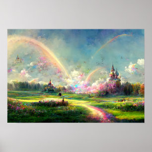 Affiche Rainbow Dream Promesse Terre prairie