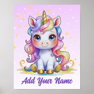 Affiche Rainbow Dreams Unicorn - Name Art Print