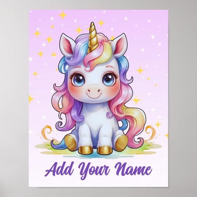 Affiche Rainbow Dreams Unicorn - Name Art Print (Devant)