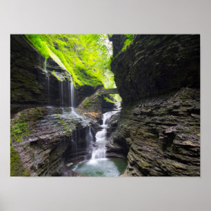 Affiche Rainbow Falls & cascade, Watkins Glen, New York