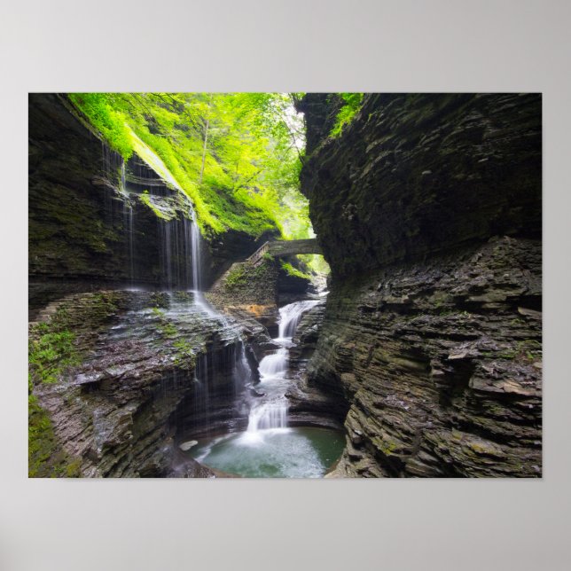 Affiche Rainbow Falls & cascade, Watkins Glen, New York (Devant)