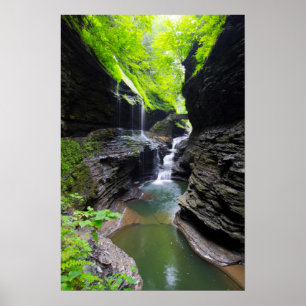 Affiche Rainbow Falls & cascade, Watkins Glen, New York