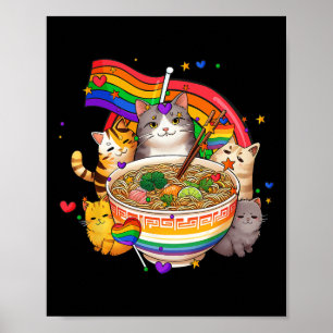 Affiche Rainbow Flag Chats Ramen Anime Mois Gay pride Lgbt
