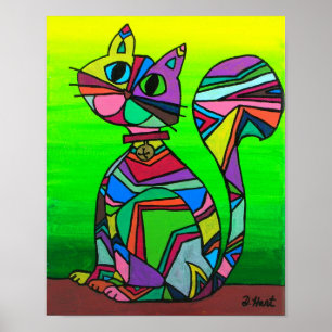 Affiche Rainbow GeometriCat Motif géométrique Art Chat