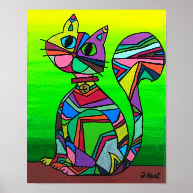 Affiche Rainbow GeometriCat Motif géométrique Art Chat (Devant)