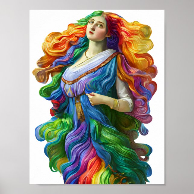 Affiche Rainbow Goddess peinture numérique art original (Devant)