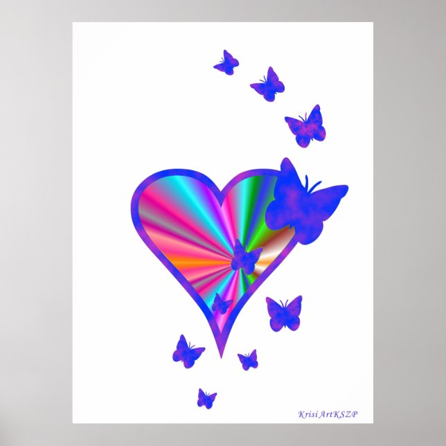 Affiche Rainbow Heart and Butterfly (Devant)