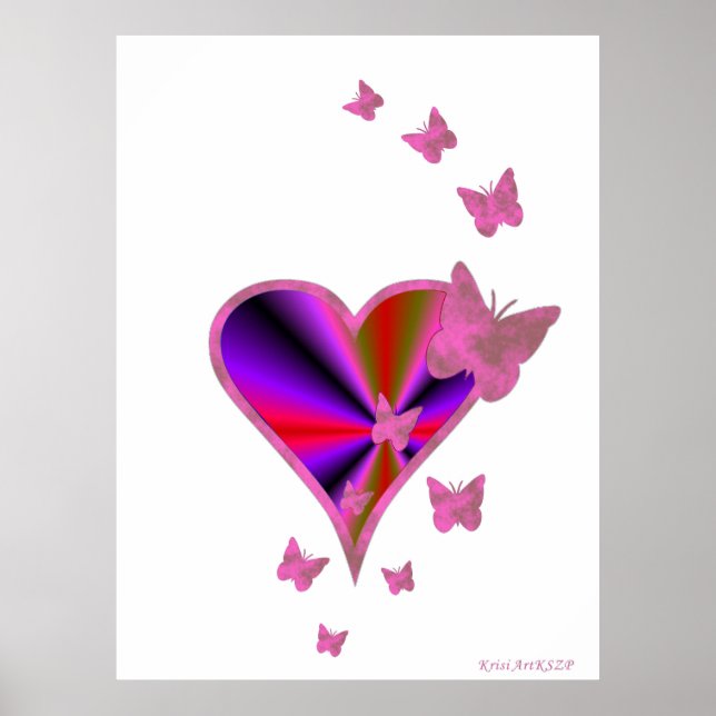 Affiche Rainbow heart and Butterfly (Devant)