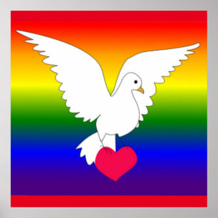 AFFICHE RAINBOW HEART DOVE