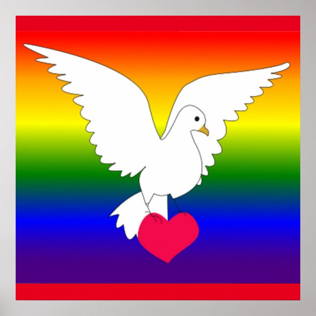 AFFICHE RAINBOW HEART DOVE (Devant)