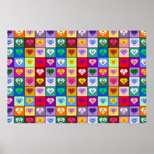Affiche Rainbow Hearts squares