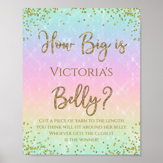 Affiche Rainbow How Big is Mommys Belly Baby shower Jeu (Devant)