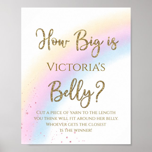 Affiche Rainbow How Big is Mommys Belly Baby shower Jeu (Devant)