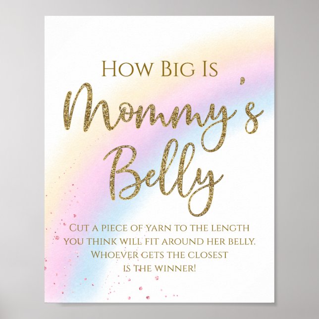 Affiche Rainbow How Big is Mommys Belly Baby shower Jeu (Devant)