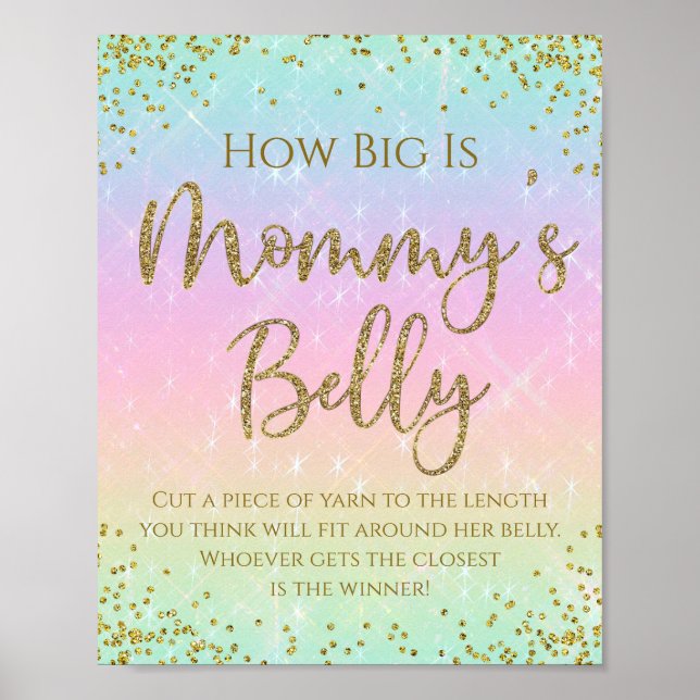 Affiche Rainbow How Big is Mommys Belly Baby shower Jeu (Devant)