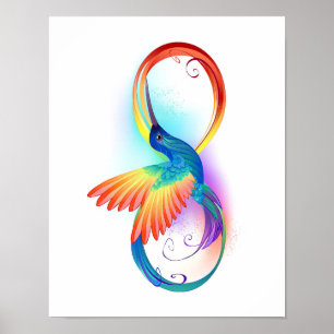 Affiche Rainbow Hummingbird with Infinity symbol