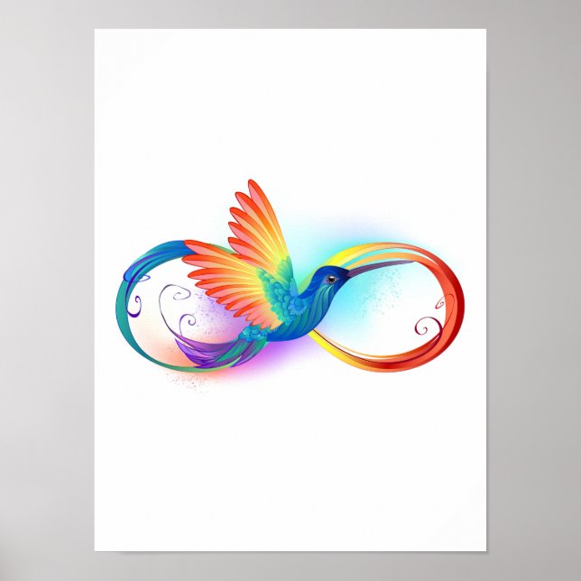 Affiche Rainbow Hummingbird with Infinity symbol (Devant)