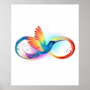 Affiche Rainbow Hummingbird with Infinity symbol