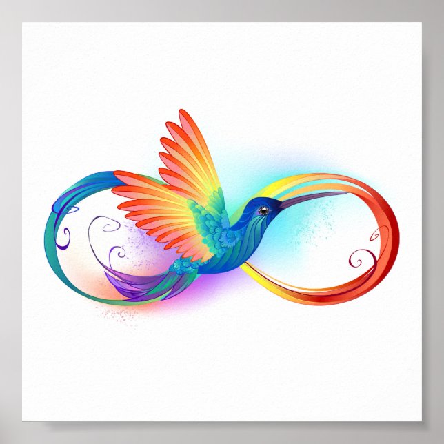 Affiche Rainbow Hummingbird with Infinity symbol (Devant)