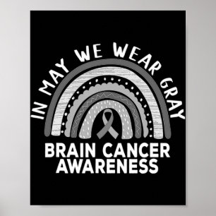 Affiche Rainbow In May We Wear Gray Brain Cancer Awareness
