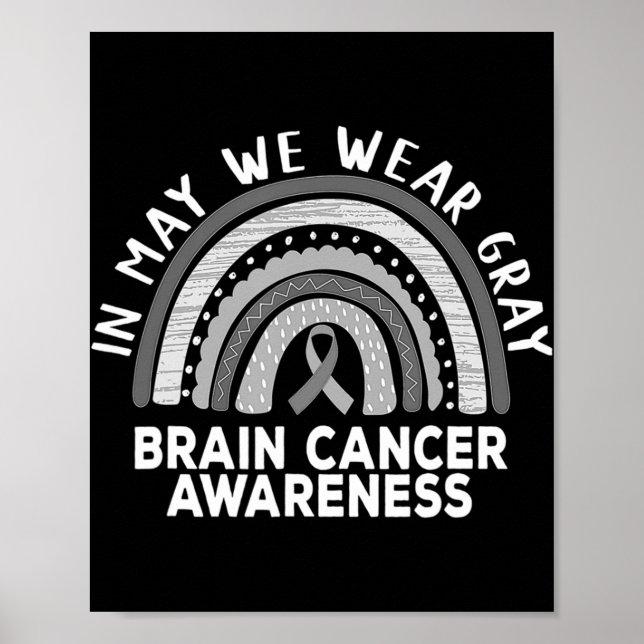Affiche Rainbow In May We Wear Gray Brain Cancer Awareness (Devant)