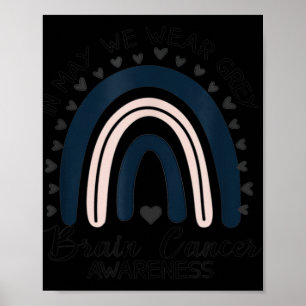 Affiche Rainbow In May We Wear Gray Brain Cancer Awareness