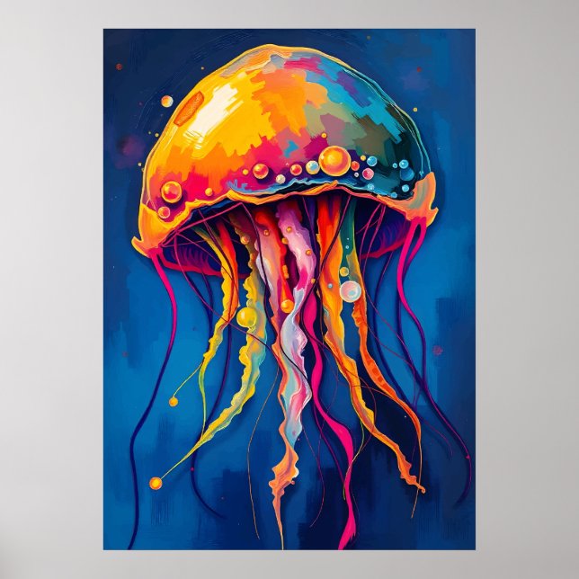 Affiche Rainbow Jellyfish Dream - Psychedelic Ocean Glow (Devant)