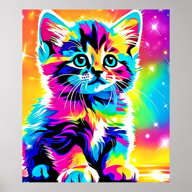 Affiche Rainbow Kitten Portrait (Devant)