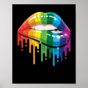 Affiche Rainbow Lips Pride Gay Lesbian LGB Cadeau