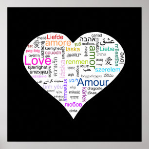 Affiche Rainbow Love Typographie du coeur