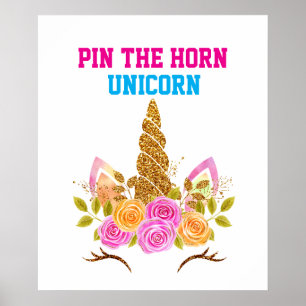 Affiche Rainbow mignonne amusant pin the Horn sur le jeu U