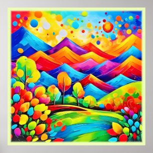 Affiche Rainbow Mountains Paysage Abstrait