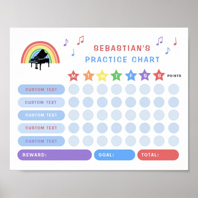 Affiche Rainbow Music Practice Graphique Piano (Devant)