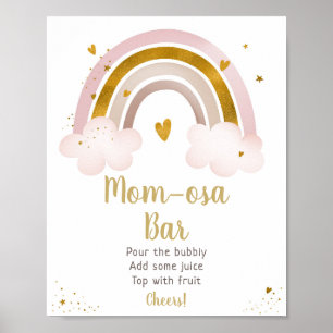 Affiche Rainbow Neutral Gold Pastel Baby Shower Mimosa Bar