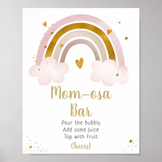 Affiche Rainbow Neutral Gold Pastel Baby shower Mimosa Bar (Devant)